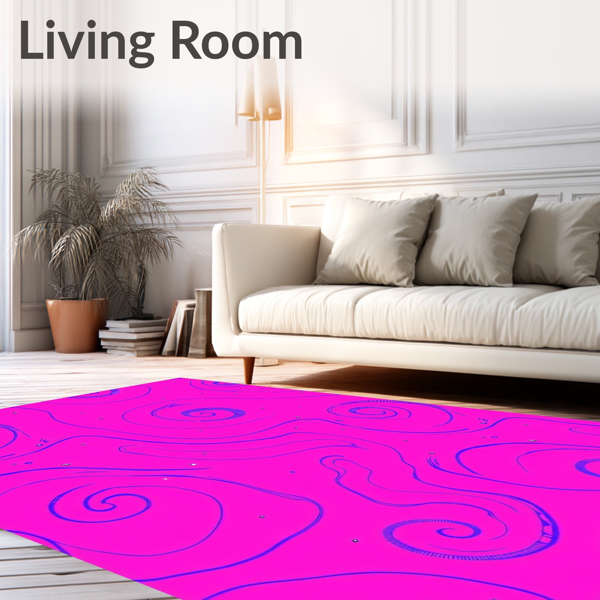 Groovy Magenta Swirl Abstract Rug