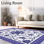 Violet Floral Swirls Medallion Rug