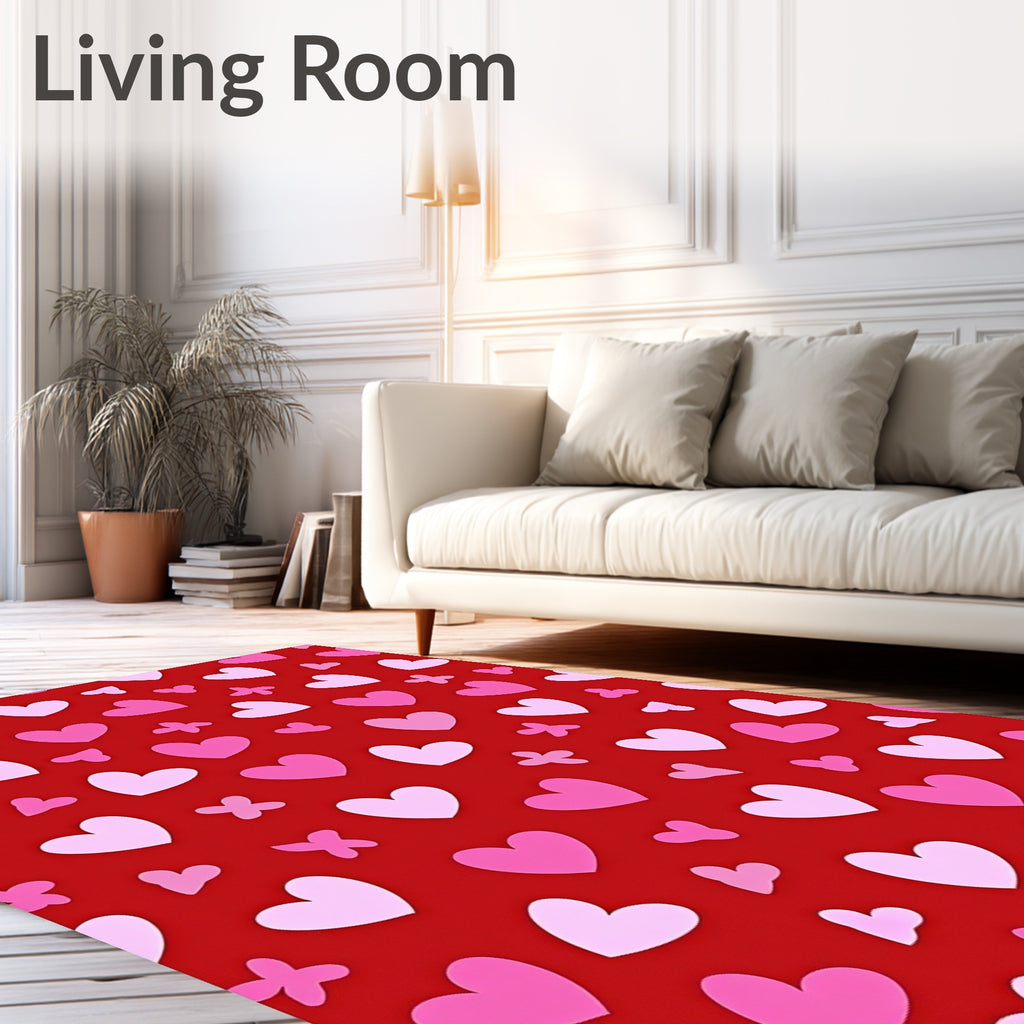 Red Pink Hearts Scatter Rug