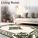 Deep Emerald Bloom Corner Garland Rug