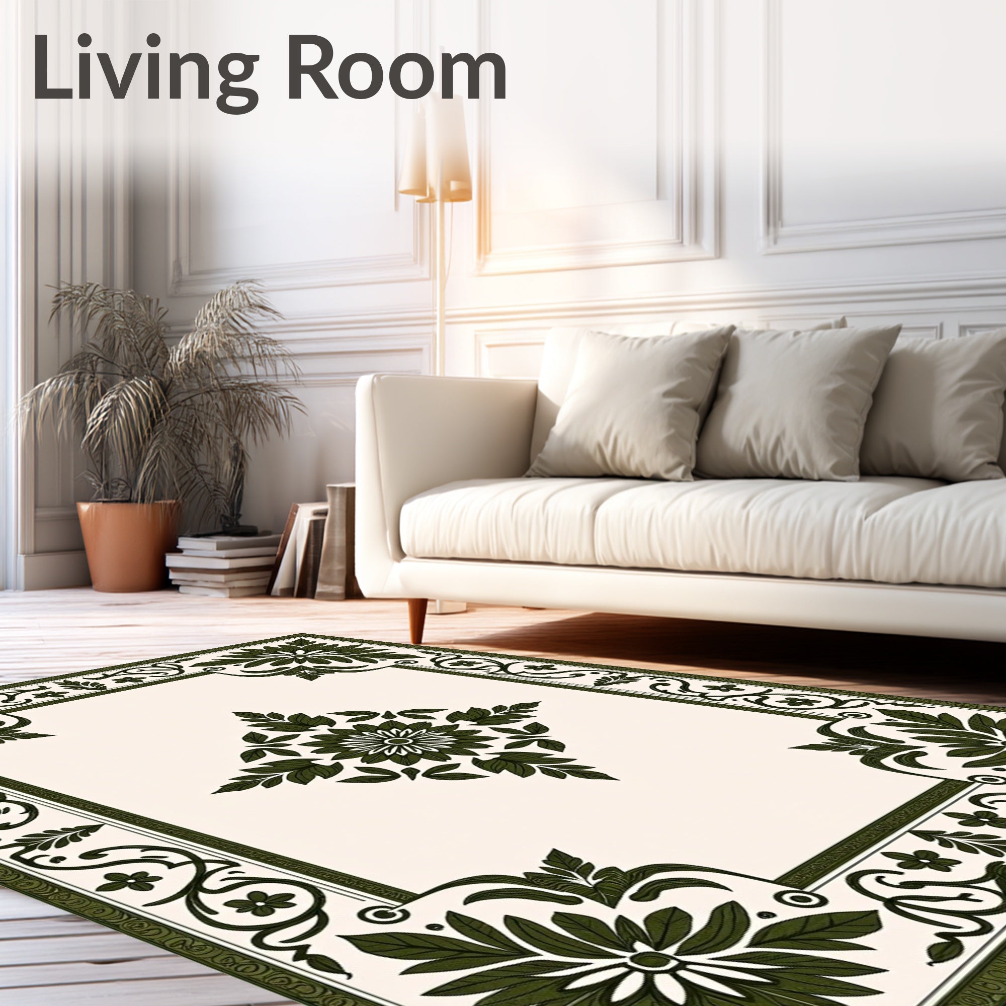 Deep Emerald Bloom Corner Garland Rug