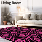 Vibrant Pink Swirl Rose Botanical Rug