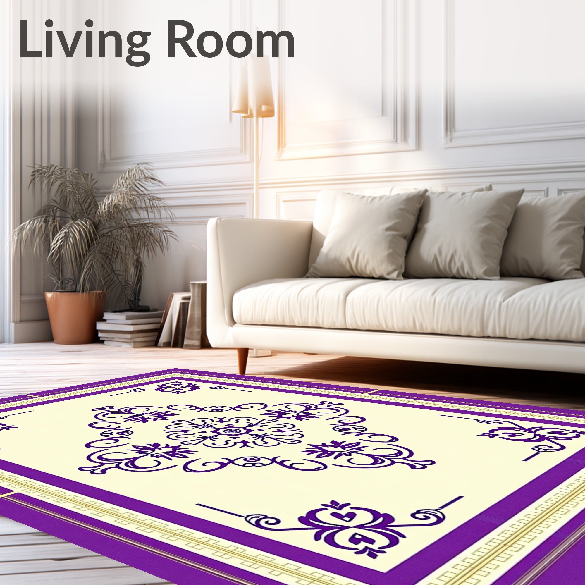 Royal Purple Damask Medallion Rug