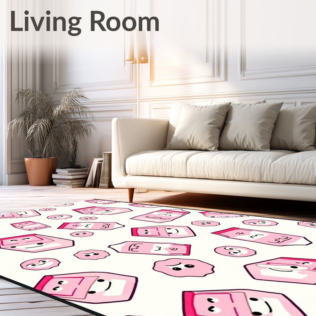 Pink Milk Carton Characters Repeating Graphic Rug
