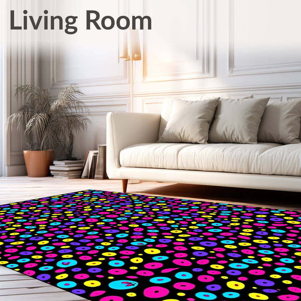 Vibrant Neon Polka Dot Scatter Rug