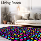 Vibrant Neon Polka Dot Scatter Rug