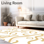 Golden Swirl Abstract Brushstrokes Rug