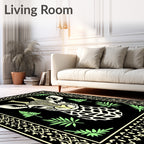 Stylized Giraffe Portrait Tribal Border Rug