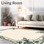 Green Floral Acanthus Border Rug