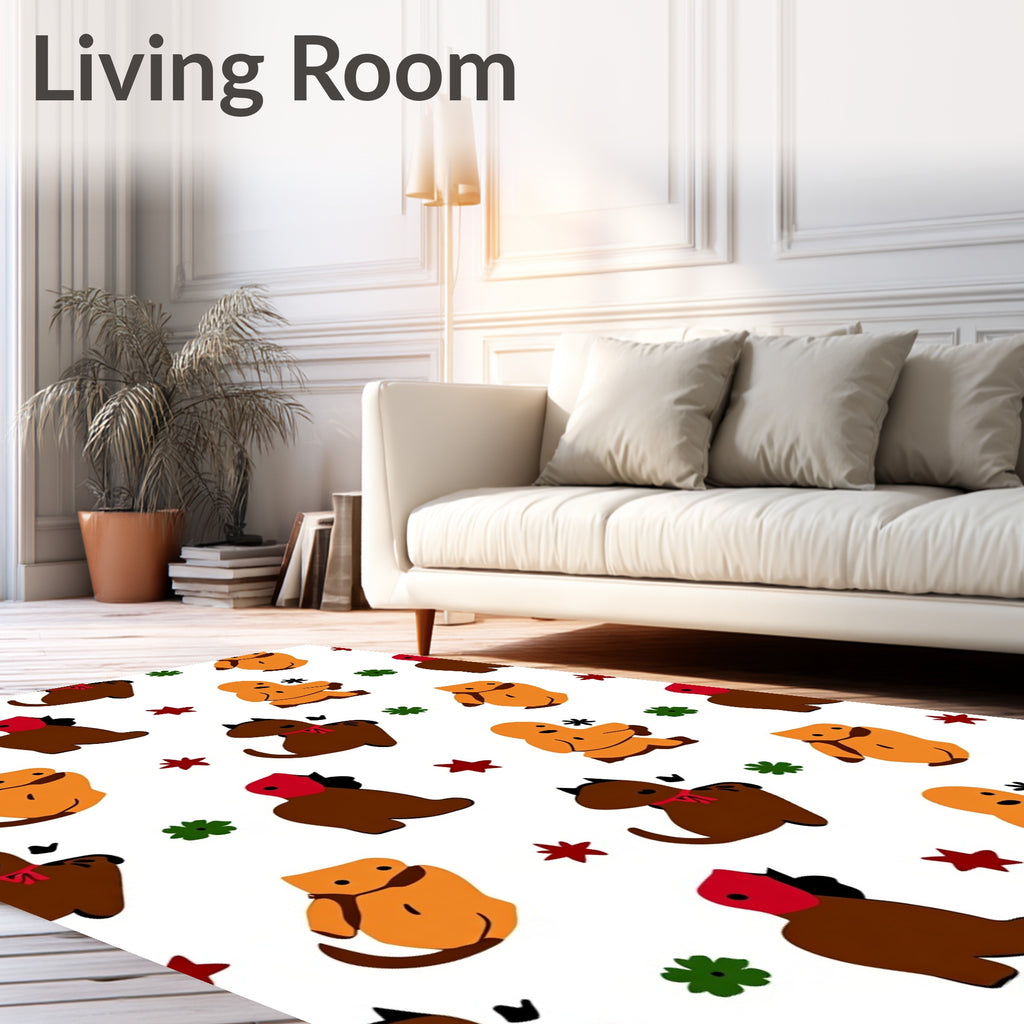 Brown Orange Whimsical Animal Companions Rug