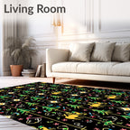 Golden Deer And Pine Forest Festive Rug