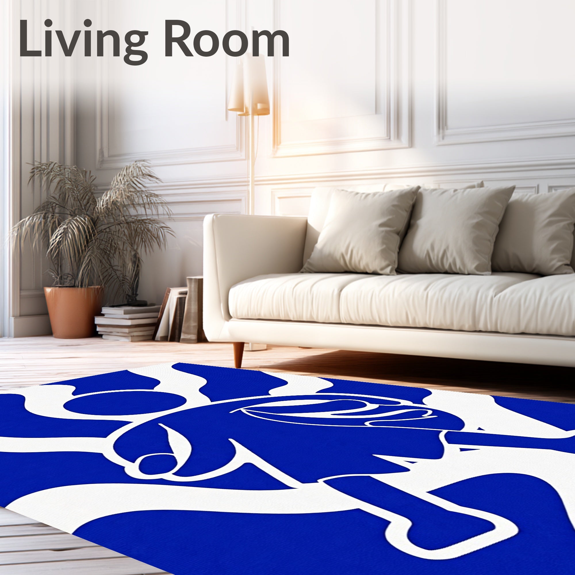 Bold Royal Blue Abstract Figure Rug