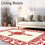 Bold Scarlet Floral Vine Border Rug