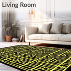 Bold Yellow Geometric Maze Rug