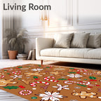 Holiday Gingerbread Candy Cane Snowflakes Rug