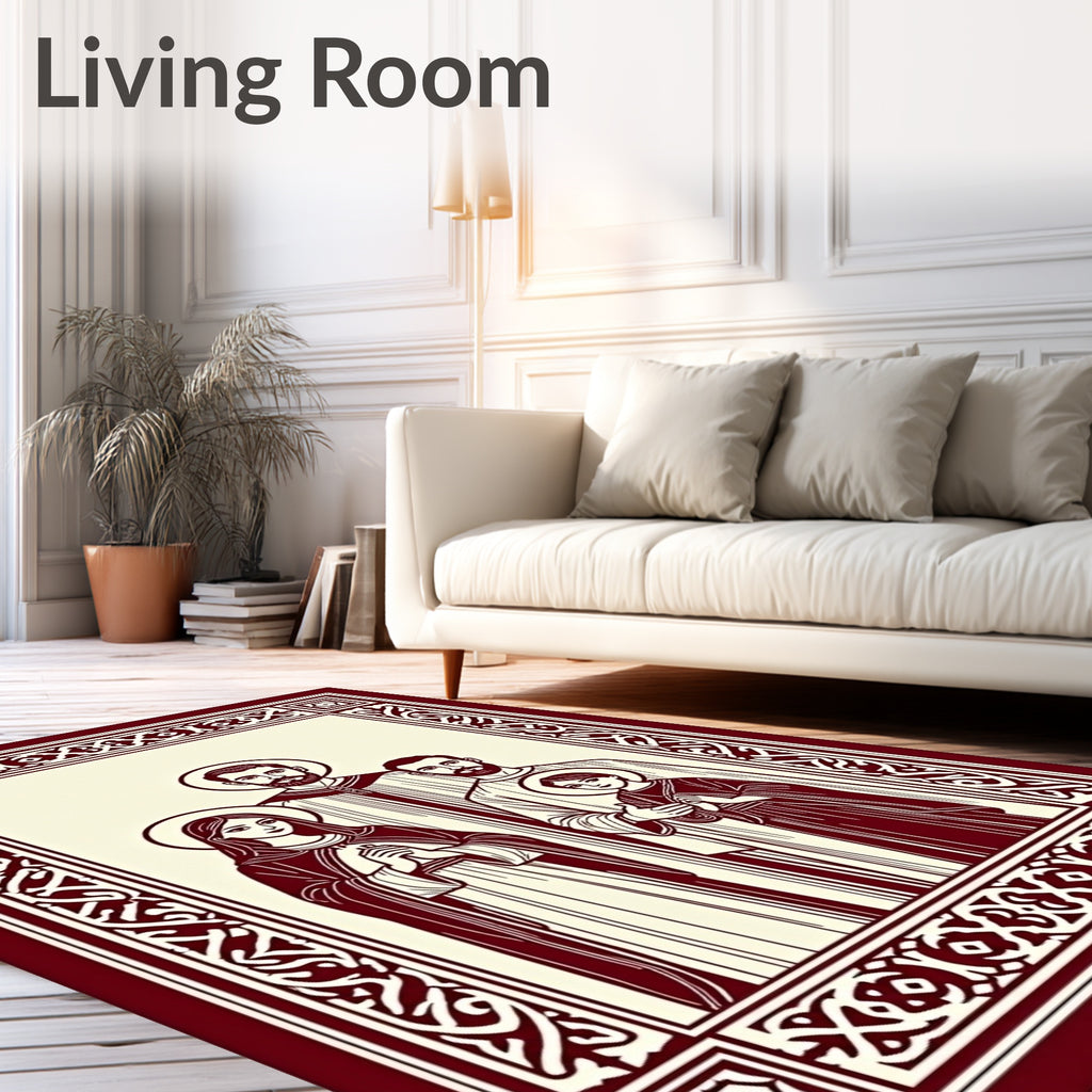 Sacred Family Crimson Border Rug