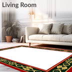Rich Red Emerald Gold Floral Border Rug