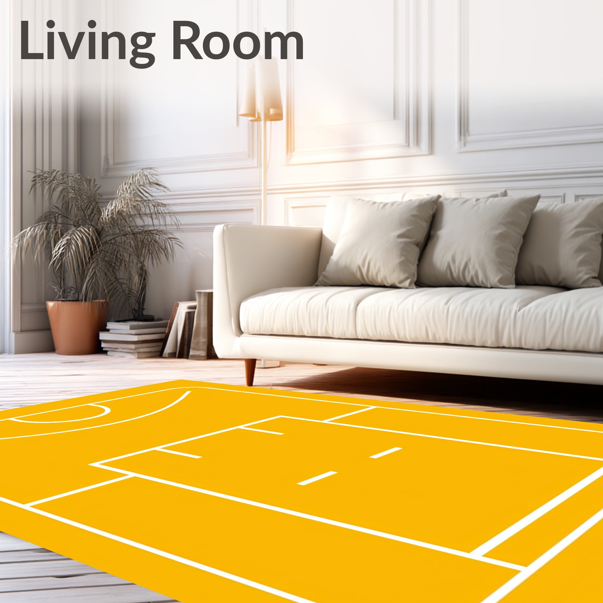 Bold Yellow Minimalist Court Rug