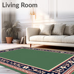 Green Deep Blue Floral Star Medallion Rug
