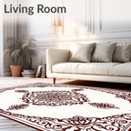 Ornate Crimson Floral Medallion Rug