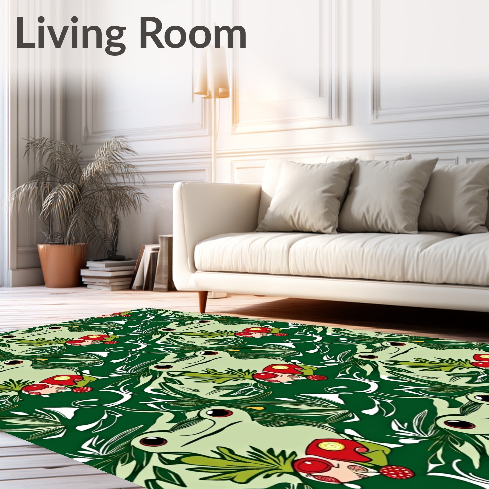 Whimsical Frogs and Berries Garden Rug
