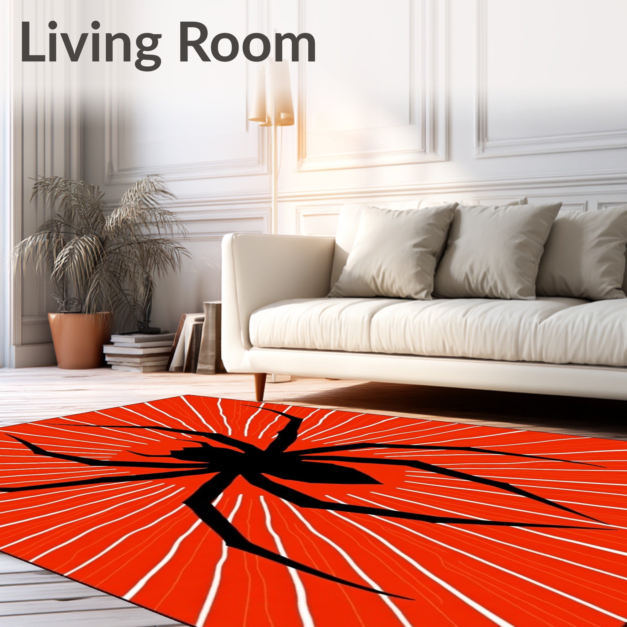 Bold Black Spider Burst Rug