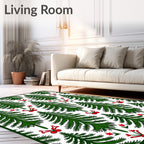 Green Pine Tree Red Holly Garland Rug