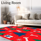 Festive Red Christmas Tree Collection Rug