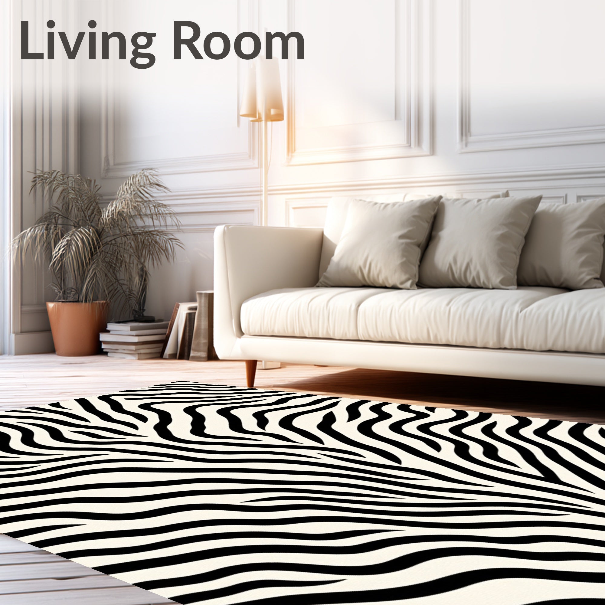 Striking Black White Zebra Lines Rug