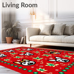 Festive Red Dog Christmas Holly Scatter Rug