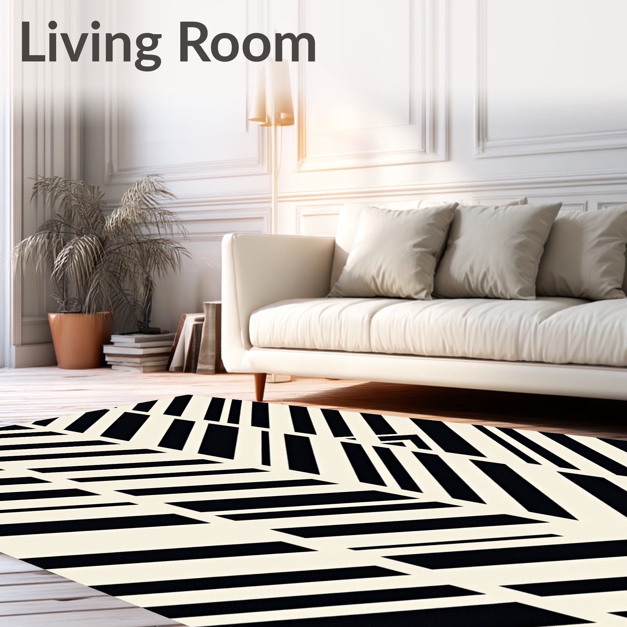 Monochromatic Modern Geometric Stripe Rug