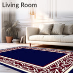 Crimson Cream Scrollwork Border Rug