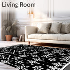 Black White Snowflake Garland Rug