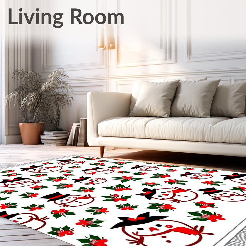 Whimsical Snowman Holiday Holly Rug