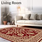 Ornate Crimson and Cream Floral Rug