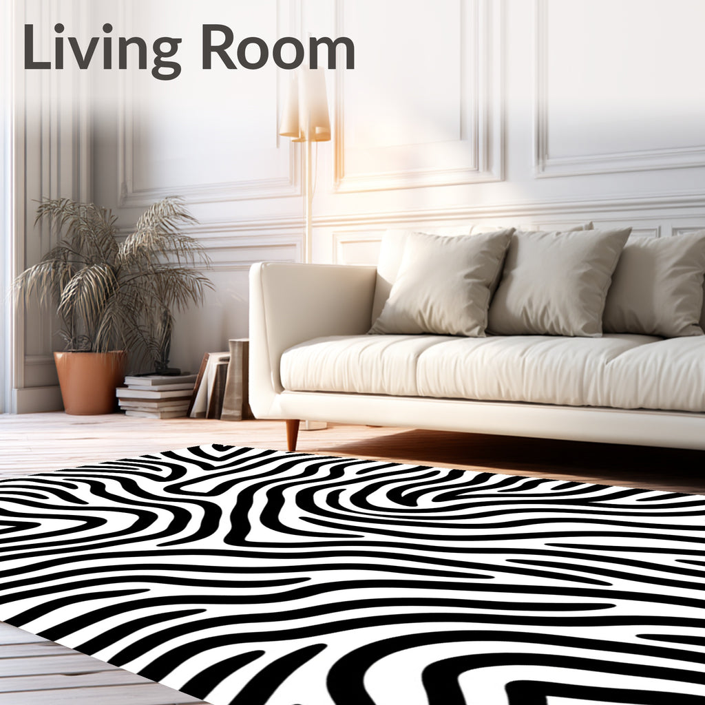 Abstract Black White Zebra Print Rug