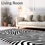 Abstract Black White Zebra Print Rug