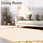 Elegant Gold Flourish Corner Accent Rug