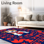 Cute Dog Hearts Stars Blue Rug