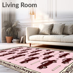Retro Brown Cars Pink Background Rug