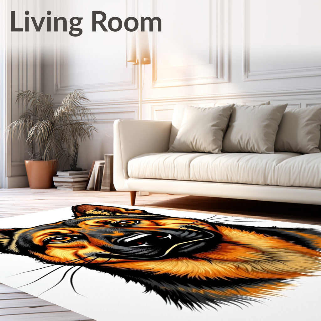 Black and Orange German Shepherd Portrait Rug