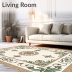 Vintage Floral Medallion Cream Border Rug