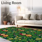 Burgundy Gold Ornament Festive Holiday Rug