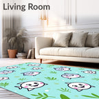 Playful Blue Gray Fish Aquatic Scene Rug