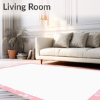 Pink White Snowflake Border Rug
