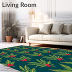 Emerald Green Holly Berry Illustration Rug