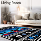 Midnight Blue Deer Moon Stars Rug