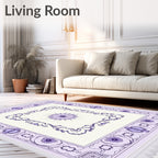 Lavender Floral Medallion Intricate Border Rug