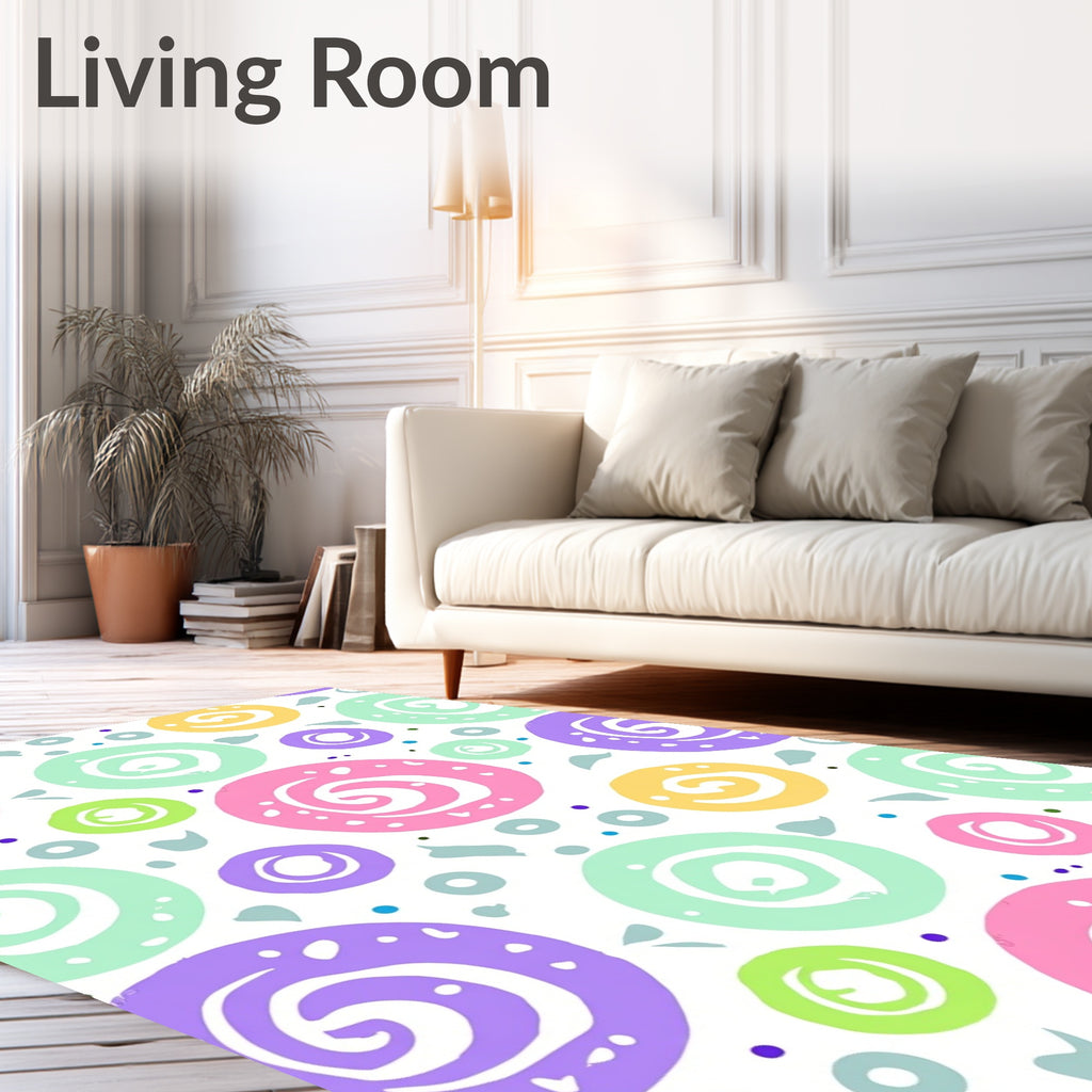Pastel Swirl Circles with Dots Rug