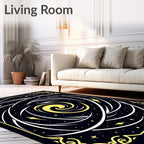 Vibrant Yellow Swirl Cosmic Galaxy Rug